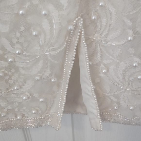 Cream color formal dress with lace, pearls and sequins 2X NWOT - Picture 10 of 11